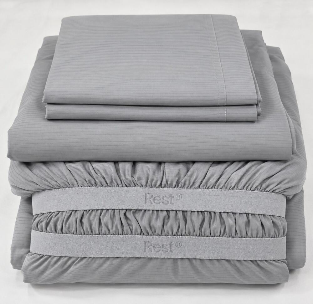 Rest Evercool+ Cooling Sheet Set King Gray 4 Piece Ionic+ Silver Deep Pocket